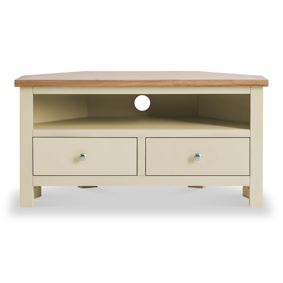 image 1 of Farro Cream 90cm Corner TV  Unit - Fully Assembled - By Roseland Furniture