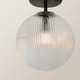 image 5 of ValueLights Kempton Black Flush Ceiling Light Ribbed Globe Shade | Black