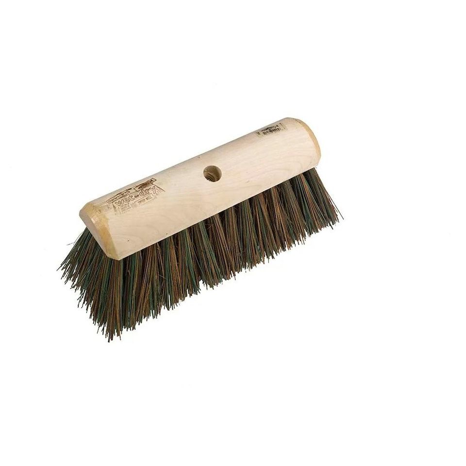 image 1 of Hill Brush Finest Stiff Yard Broom Head - Beige/Green - 30.5cm