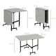 image 3 of HOMCOM Mobile Drop Leaf Table, Folding Dining Table with 6 Wheels & Brakes, Kitchen Table for Small Spaces, Grey Marble Effect