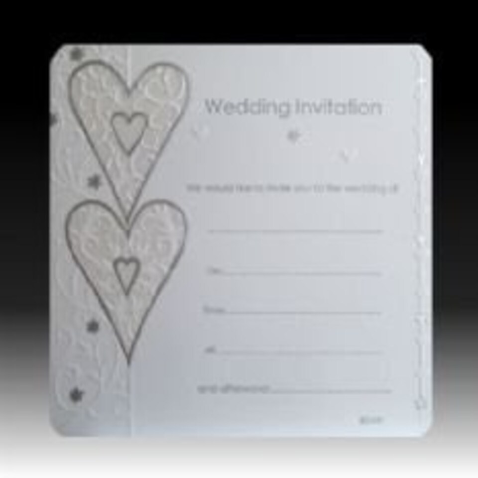 image 1 of White Floral Hearts Wedding Invitations - Pack of 10