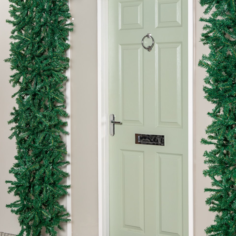image 1 of 8ft (2.35m) Samuel Alexander Double Door Plain Green Flat Top Christmas Tree Arch with 2000 Tips