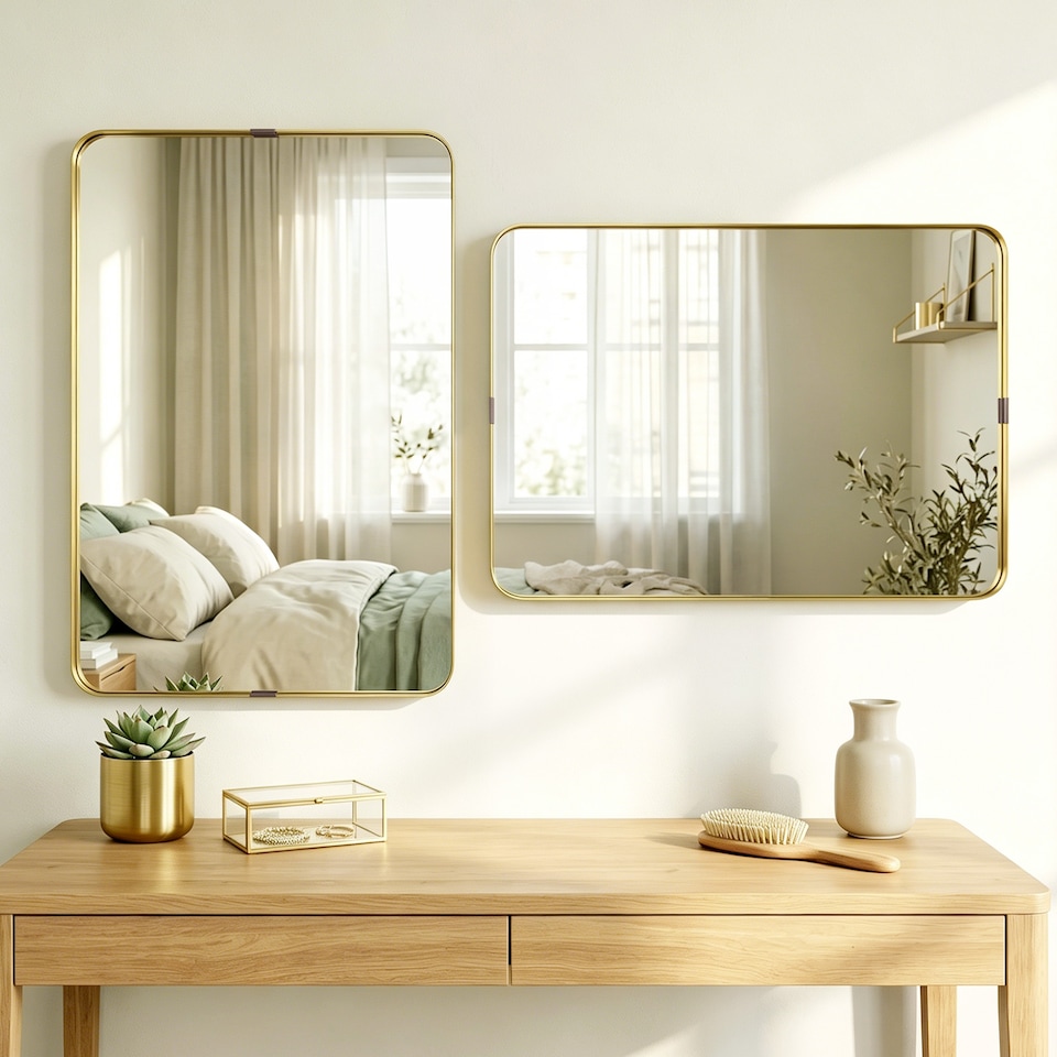 image 1 of HOMCOM Rectangular Wall Mirror, 90 x 60 cm Wall Mounted Bathroom Mirror