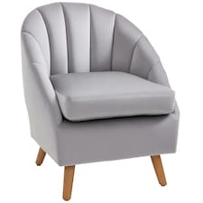 HOMCOM Velvet Fabric Single Sofa Accent Chair Solid Wood Leg Upholstered Grey