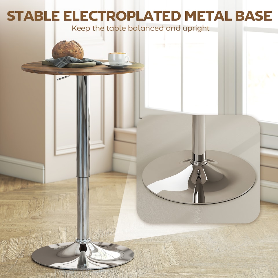 image 1 of HOMCOM Round Bar Table, Swivel Bistro Table with Adjustable Height