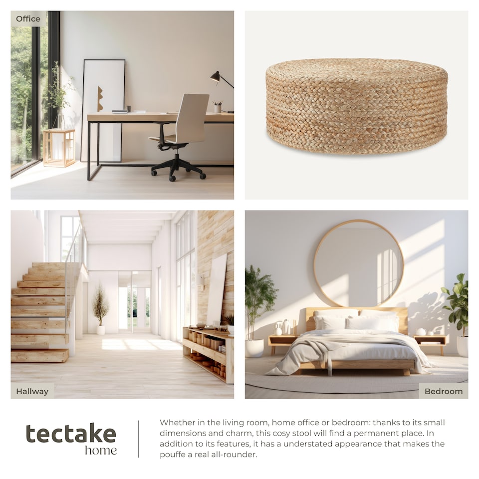 image 1 of Footstool Banno - oval shape, boho style, natural jute fibres