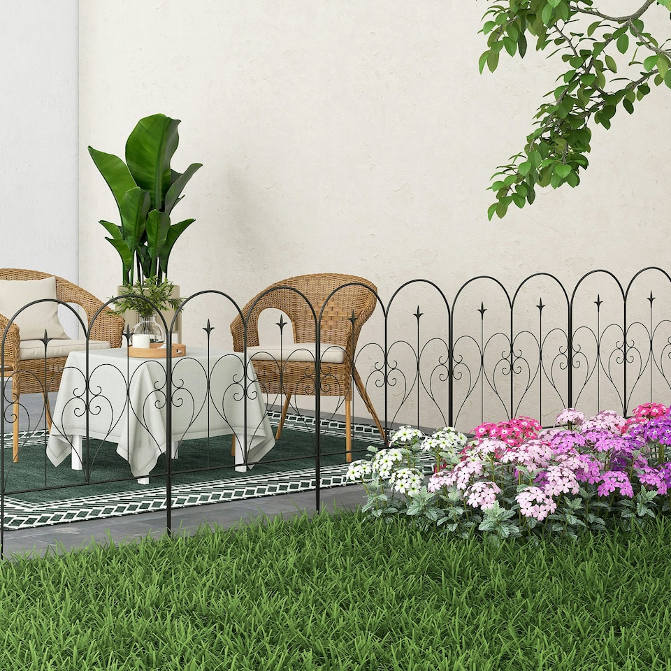 image 1 of Outsunny 5PCs Decorative Garden Fencing 32in x 10ft Metal Border Edging
