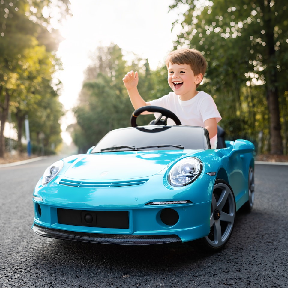 image 1 of AIYAPLAY Electric Car for Kids 12V Licensed RUF GT for 3-5 Years, Blue