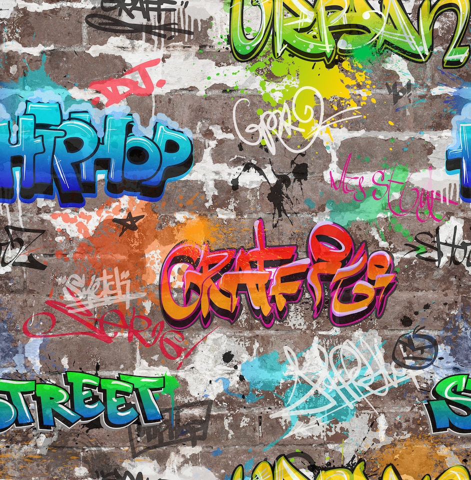 image 1 of Fine Decor FD41582 Novelty Graffiti Wallpaper, Multi