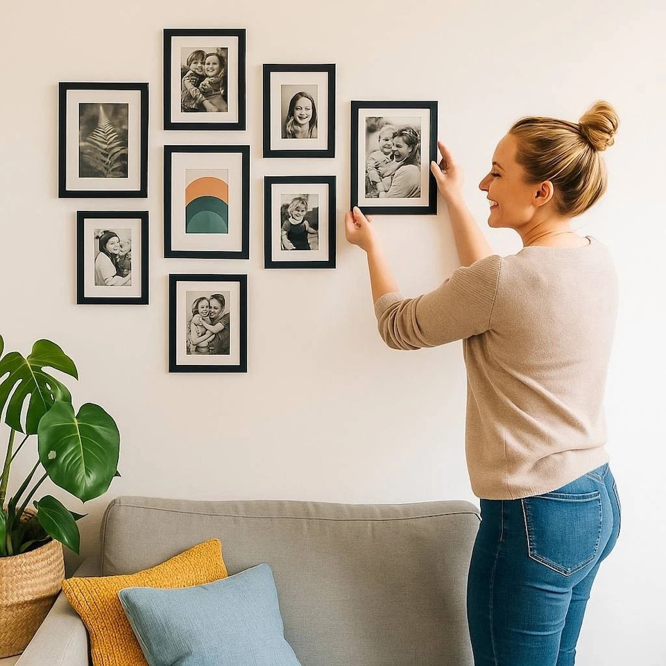image 1 of 10 Pc Modern Photo Frame Set Wall Mountable and Freestanding Gallery | Black | Black | Not provided
