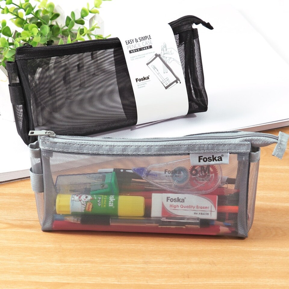 image 1 of Nylon Net Yarn Easy and Simple Student Pencil Case