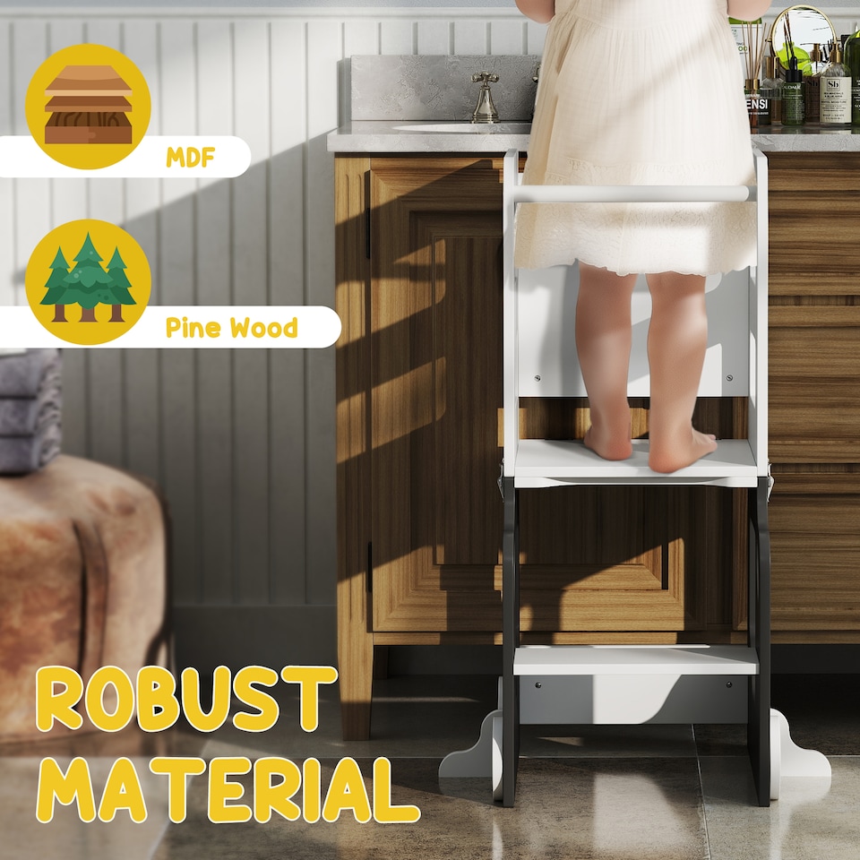 image 1 of AIYAPLAY Toddler Step Stool, 4 in 1 Foldable Toddler Step, Grey