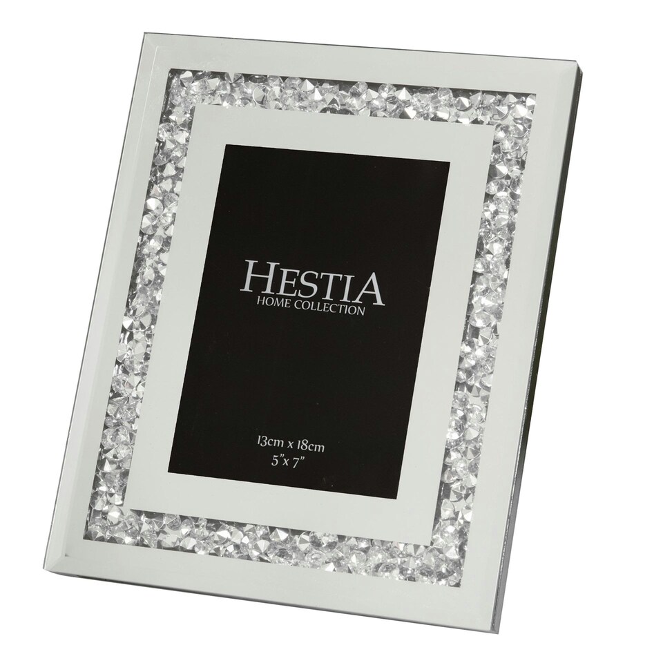 image 1 of Hestia Mirror Glass with Crystal Egde Photo Frame 5" x 7" Silver | One Size