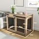 image 7 of PawHut Dog Crate Furniture w/ Sliding Door, for Large Dogs, Walnut Brown | Brown