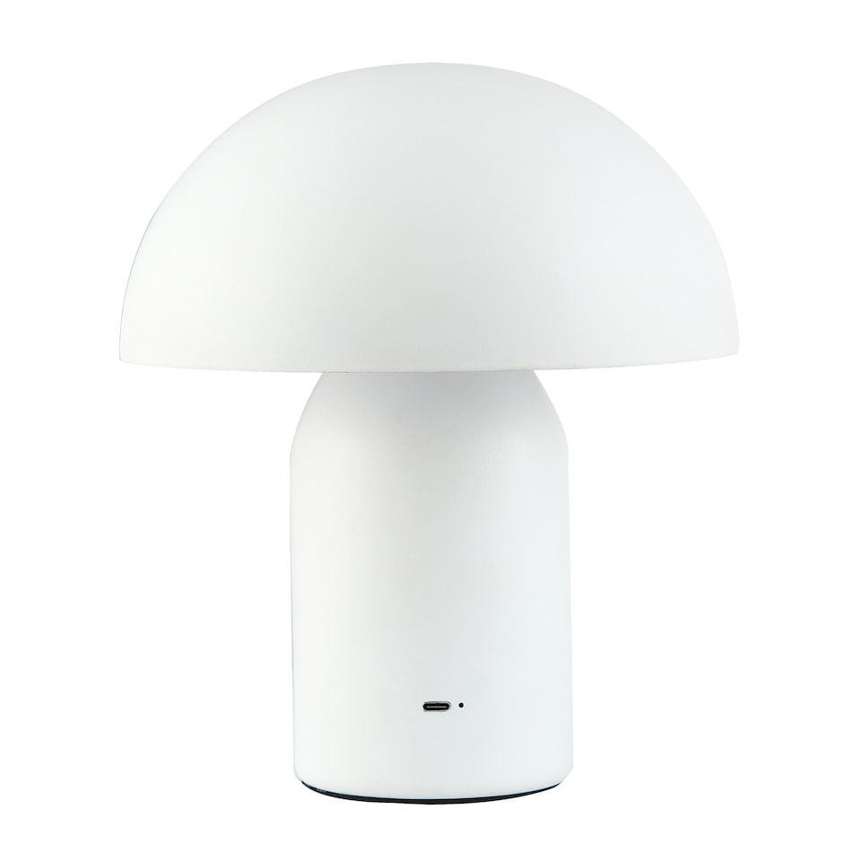 image 1 of Modern Rechargeable Mushroom Table Lamp in Mat White with Touch Dimmer Button | White