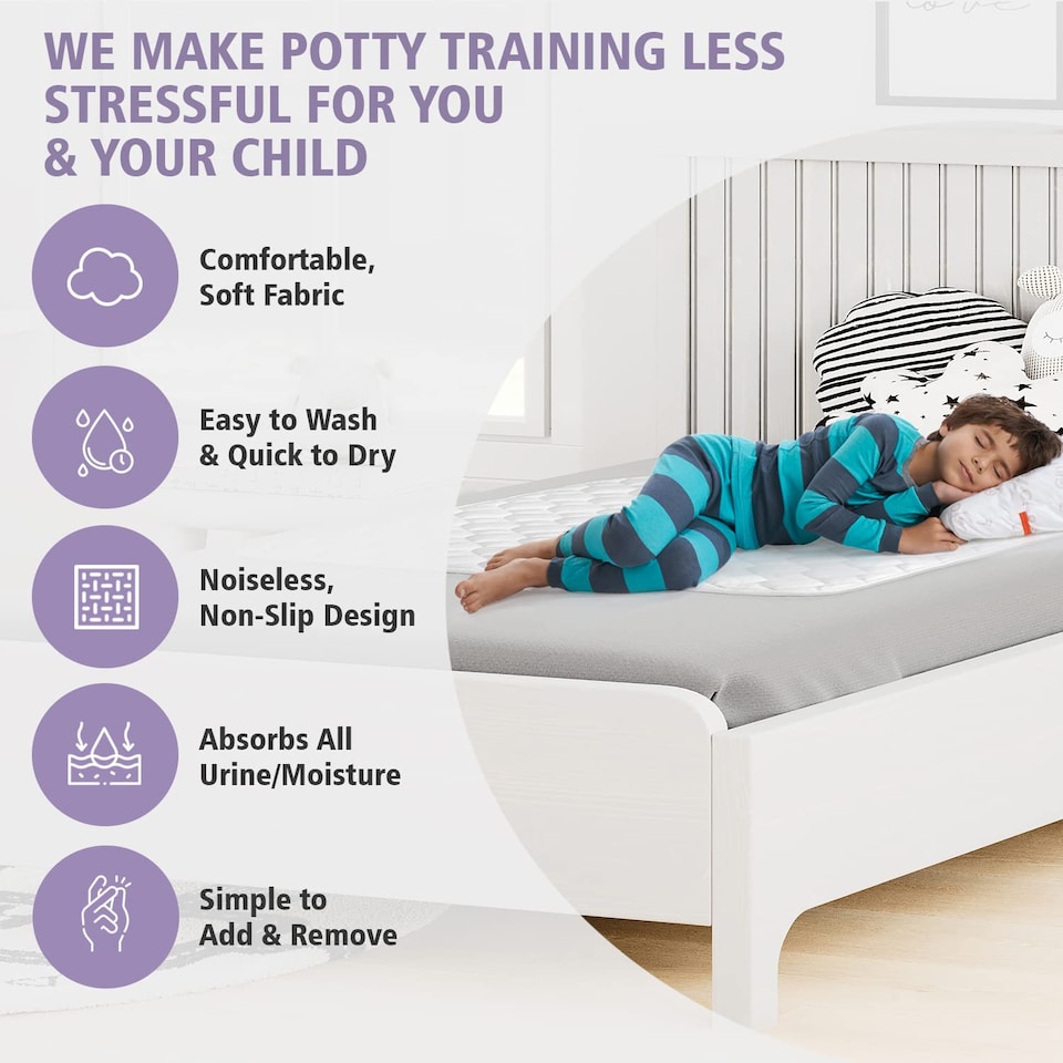 image 1 of Lynmark® 2x Toddler Potty Training Bed Pads, Absorbs Up to 1000ml, 85x70cm | White | 2 pack | 2