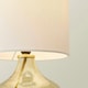 image 2 of ValueLights Emily Natural Linen Drum Shade Dark Green Glass Teardrop Table Lamp and LED Bulb Green