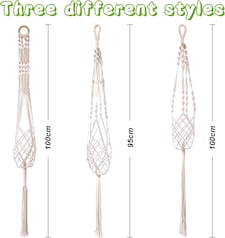 3 Pack Hanging Basket Indoor Outdoor Hanging Plant Pots with 3 Hooks - Plants NOT included