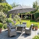 image 2 of Outsunny 2.7 m Cantilever Shanghai Parasol w/ Crank Handle, Cross Base, Grey | Grey | 2.7m x 2.7m x2.60m