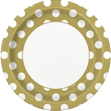 Gold Decorative Dots Paper Plates 22cm - Pack of 8