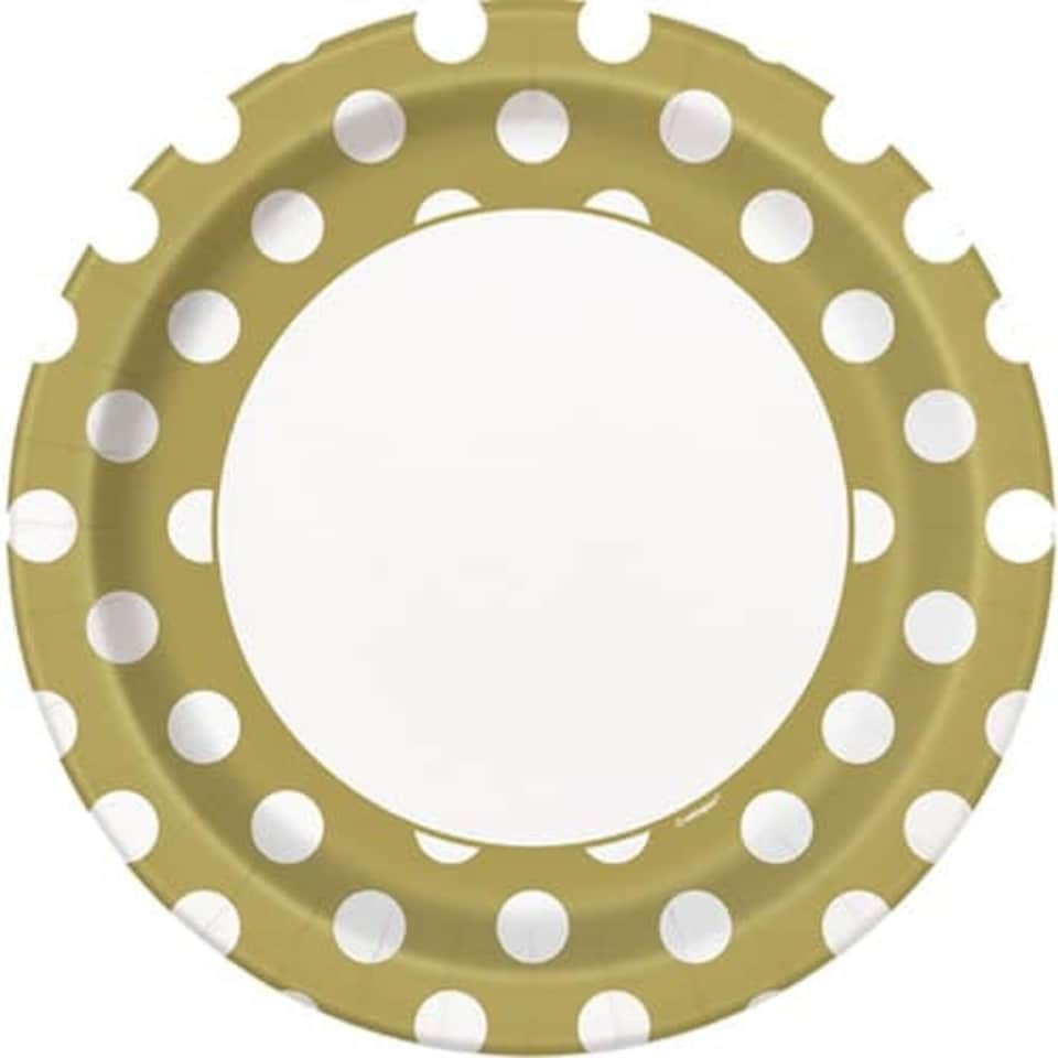 Gold Decorative Dots Paper Plates 22cm - Pack of 8