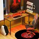 image 2 of HOMCOM Computer Table with LED Lights, Gaming Desk with Shelf, Rustic Brown | Multi | 120L x 50W x 90.5Hcm