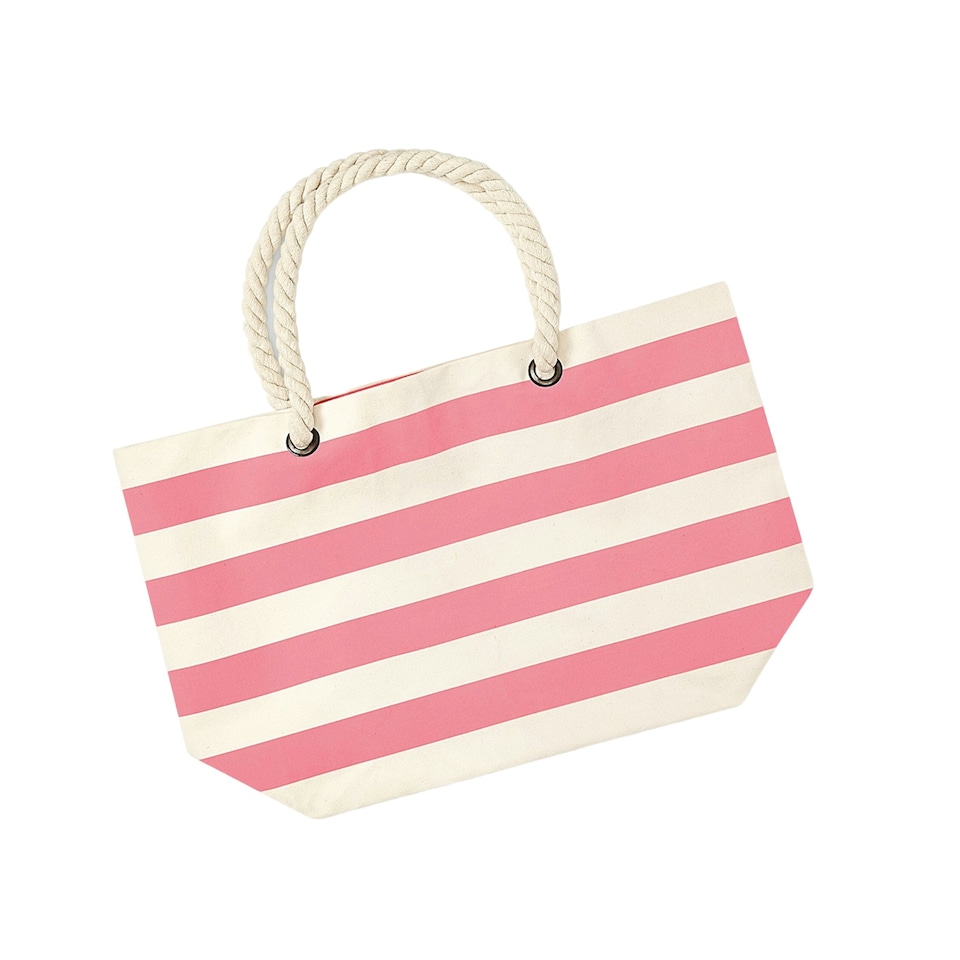 image 1 of Westford Mill Boardwalk Striped Tote Bag - Natural/Pink - One Size Cream