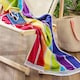 image 2 of Nautical Striped Beach Towel 70 x 140cm - 100% Cotton Multi | Rainbow Stripe | One size