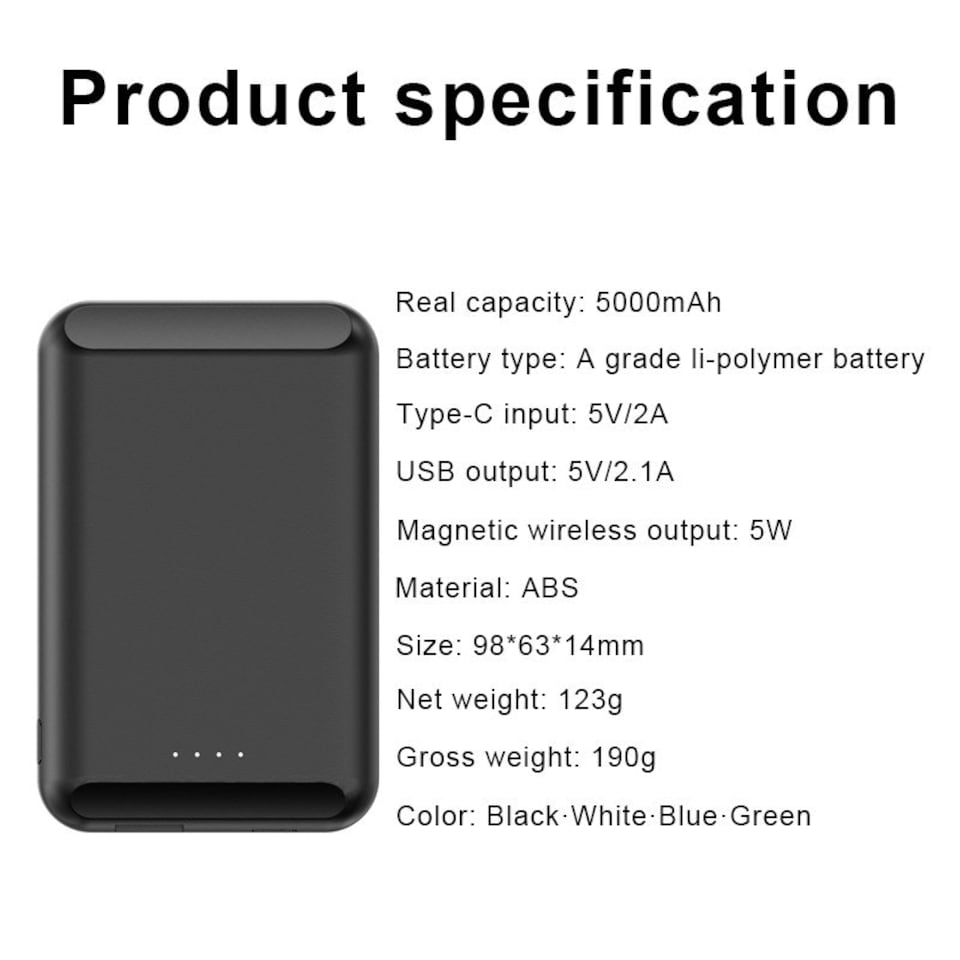 image 1 of Black 5000mAh Mag-Safe Mobile Phone Power Bank
