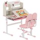 image 9 of HOMCOM Kids Desk and Chair Set with Storage Shelves, Washable Cover - Pink 