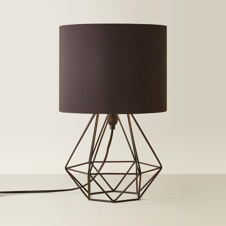image 1 of ValueLights Angus Black Geometric Table Lamp Black Shade & Bulb | Black