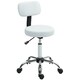 image 9 of HOMCOM Rolling Stool with Backrest, Wheels, Faux Leather Salon Chair, White 