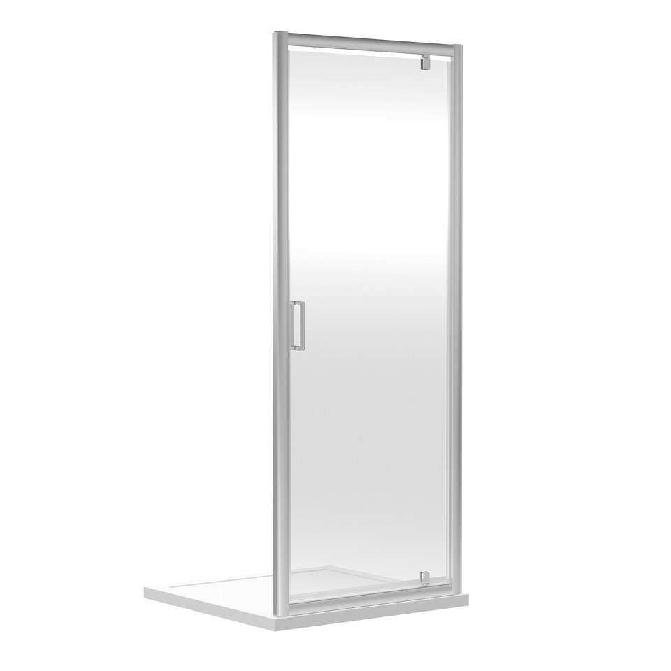 image 1 of 6mm Toughened Safety Glass Reversible Pivot Shower Door - 760mm - Chrome