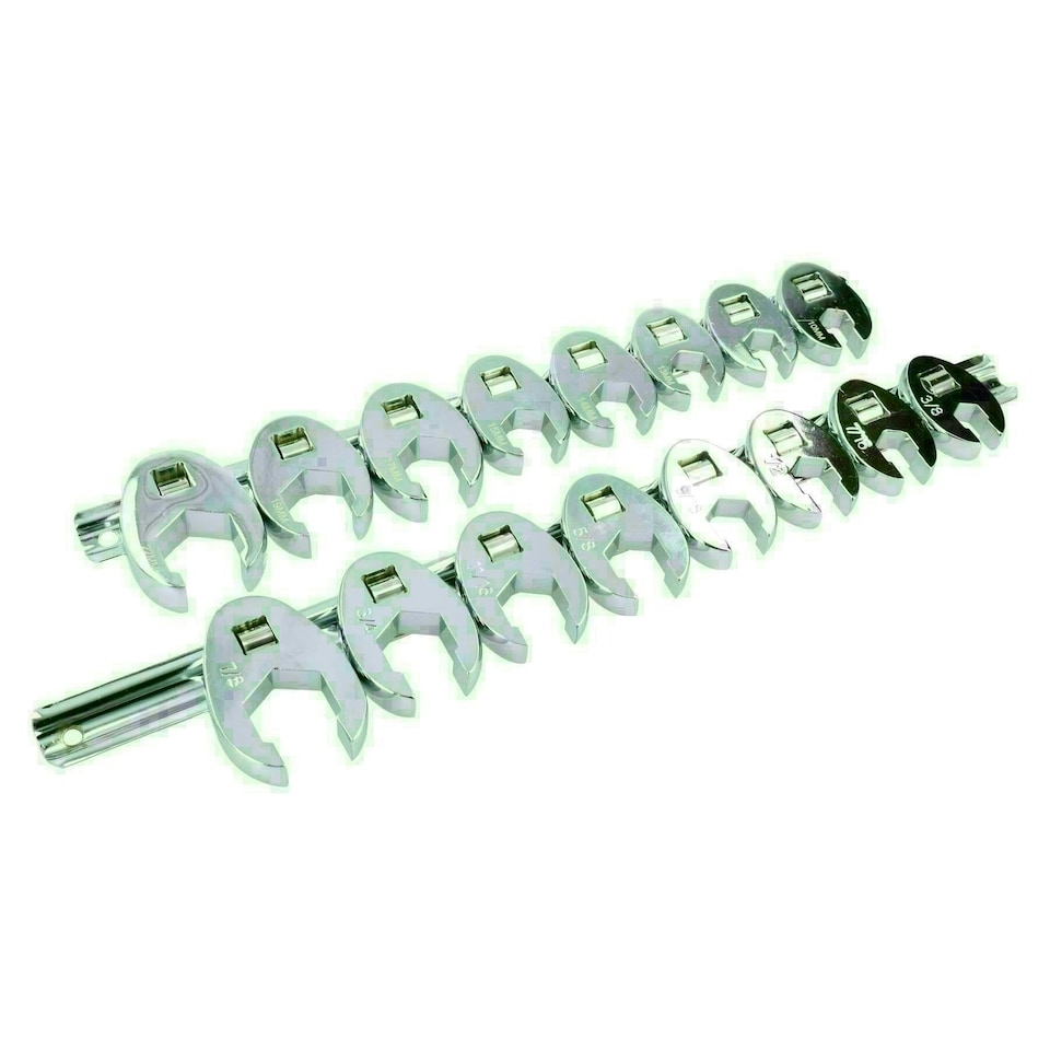 image 1 of 3/8" Drive Imperial AF + Metric Crowfoot Crowfeet 3/8" - 7/8" 10 - 22mm 16pc