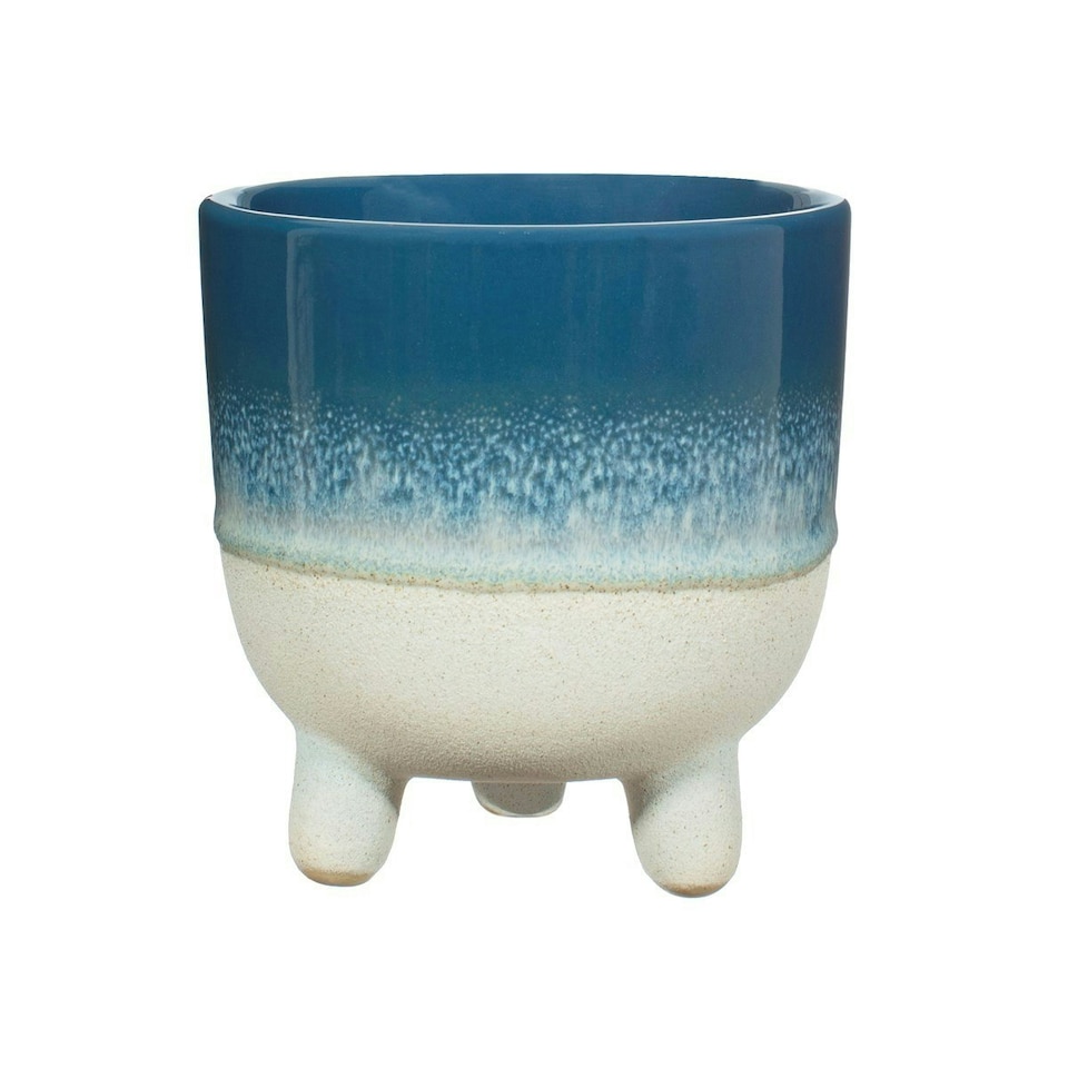 image 1 of Sass & Belle Legged Planter Mojave Glaze Blue