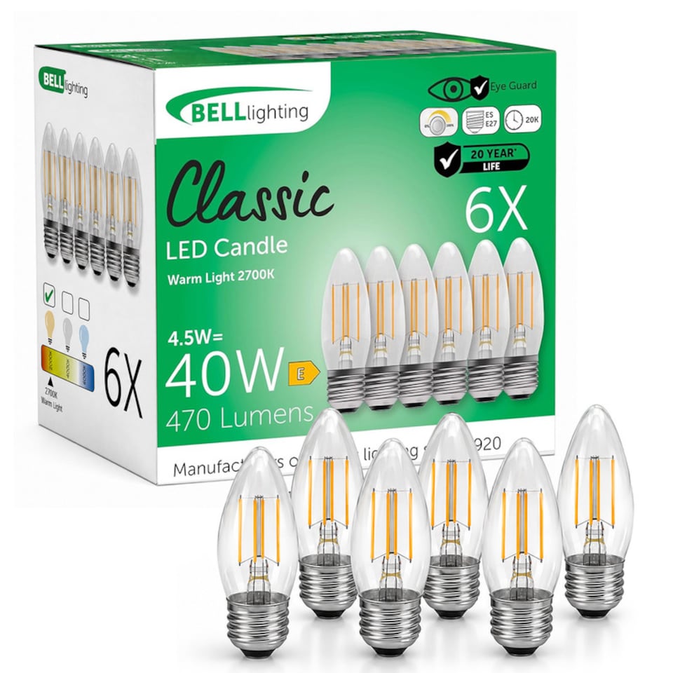 image 1 of BELL Lighting E27 Edison Screw Dimmable LED Filament Candle Warm White 2700K