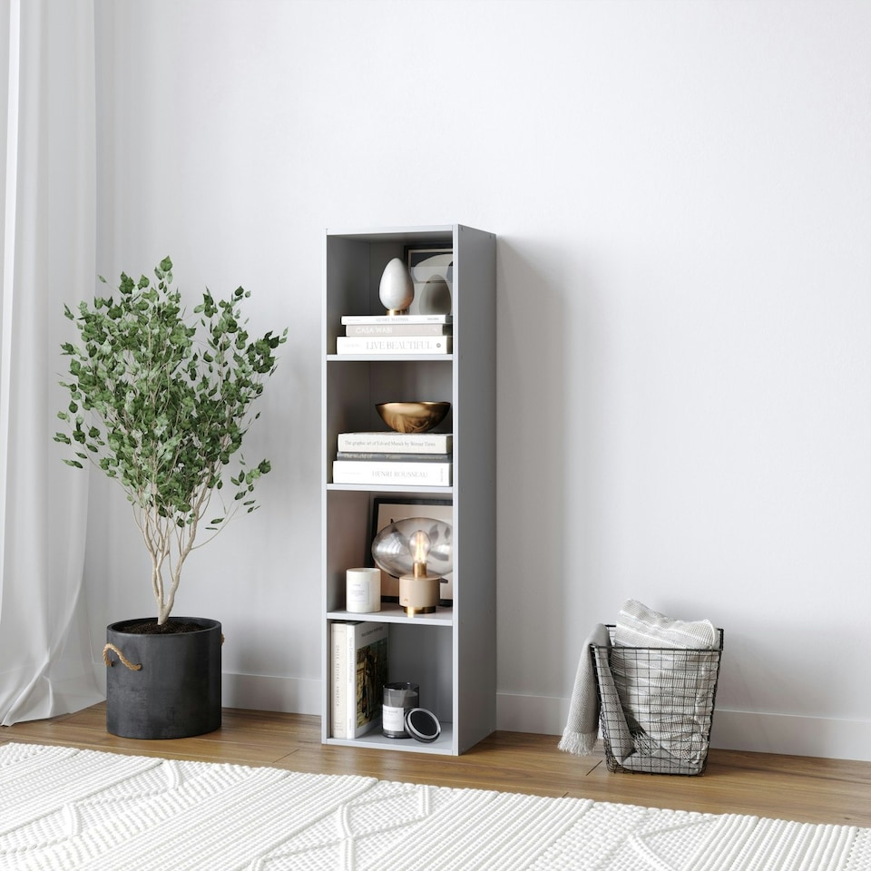 image 1 of 4-Tier Cube Shelving Unit Brown | Unit Colour: Beech