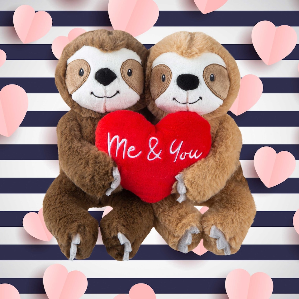 image 1 of PMS 20cm You and Me Sloth Couple Plush Toy - Valentines Soft Toy