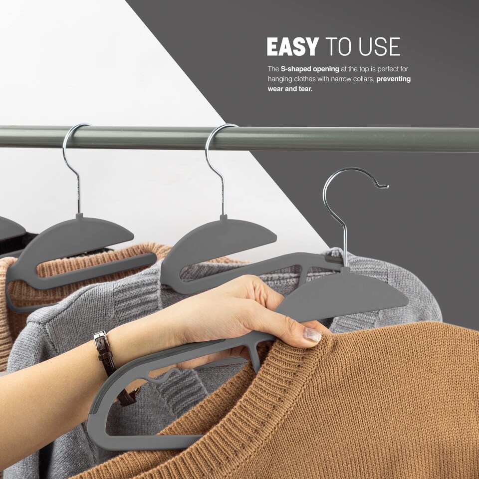 image 1 of Keplin Non-Slip Hangers, Durable, Slimline Design for Space Saving with 360 Degree Swivel