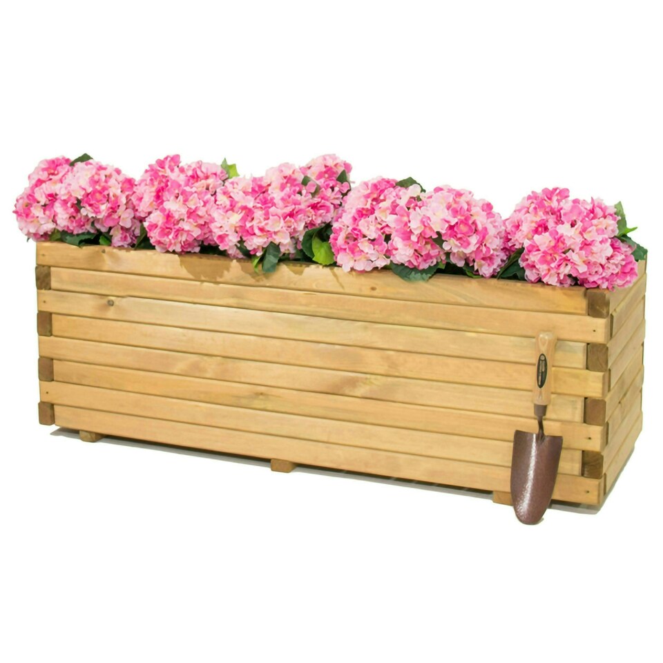 image 1 of Primrose Pine Raised Flower Bed Planed Trough Planter Timber 110cm