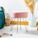 image 6 of Harbour Housewares 2x Velvet Footstools - Round Modern Dressing Table Footstool Vanity Seat Chairs - 40 x 35cm - Pink/Silver | Pink | Pink/Silver | Pack of 2 | 2
