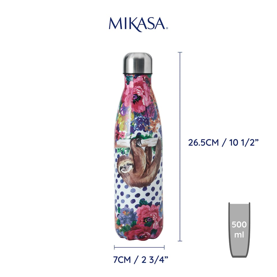 image 1 of Mikasa Water Bottle Sloth Stainless Steel 500ml Multi | One Size