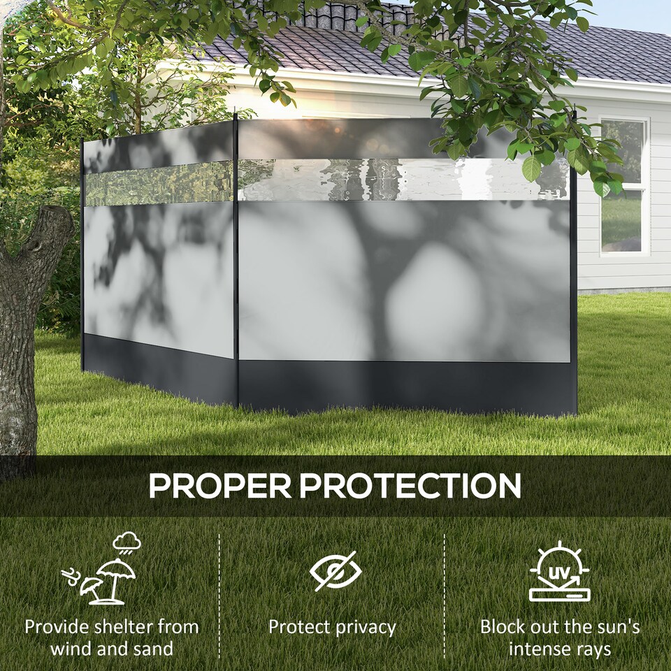 image 1 of Outsunny Camping Windbreaks with Clear Windows and Carry Bag | Grey