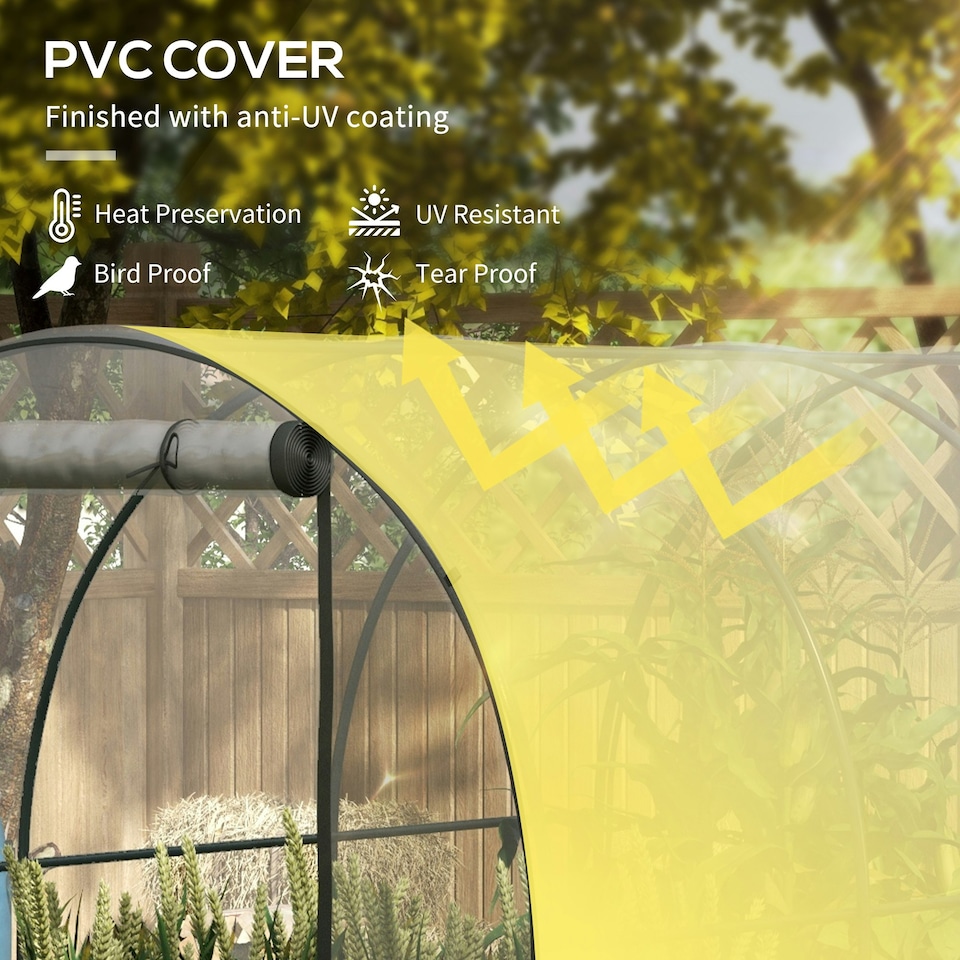 image 1 of Outsunny 3 x 2 x 2m Polytunnel Greenhouse with Door, Windows, Steel Frame