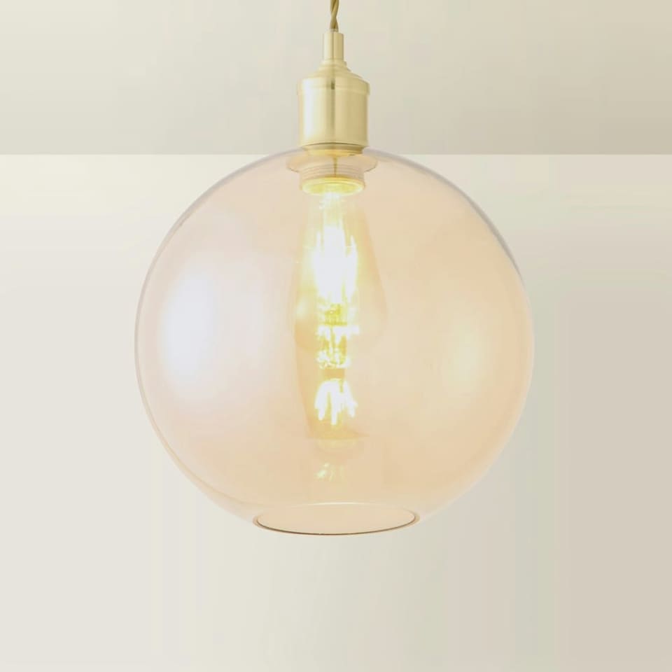 image 1 of ValueLights Bellamy Easy Fit Amber Glass Globe Lampshade Ceiling Light Shade