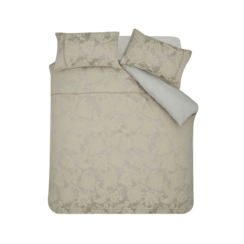 image 1 of Catherine Lansfield Opulent Jacquard Duvet Cover Set Champagne Gold | Gold | Champagne Gold | Super King