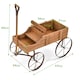image 2 of COSTWAY Wood Wagon Flower Planter Decorative Pot Stand with Wheels-Coffee