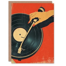 Pulp Retro Hifi Red Vinyl DJ Record Player Woman Her Birthday Card