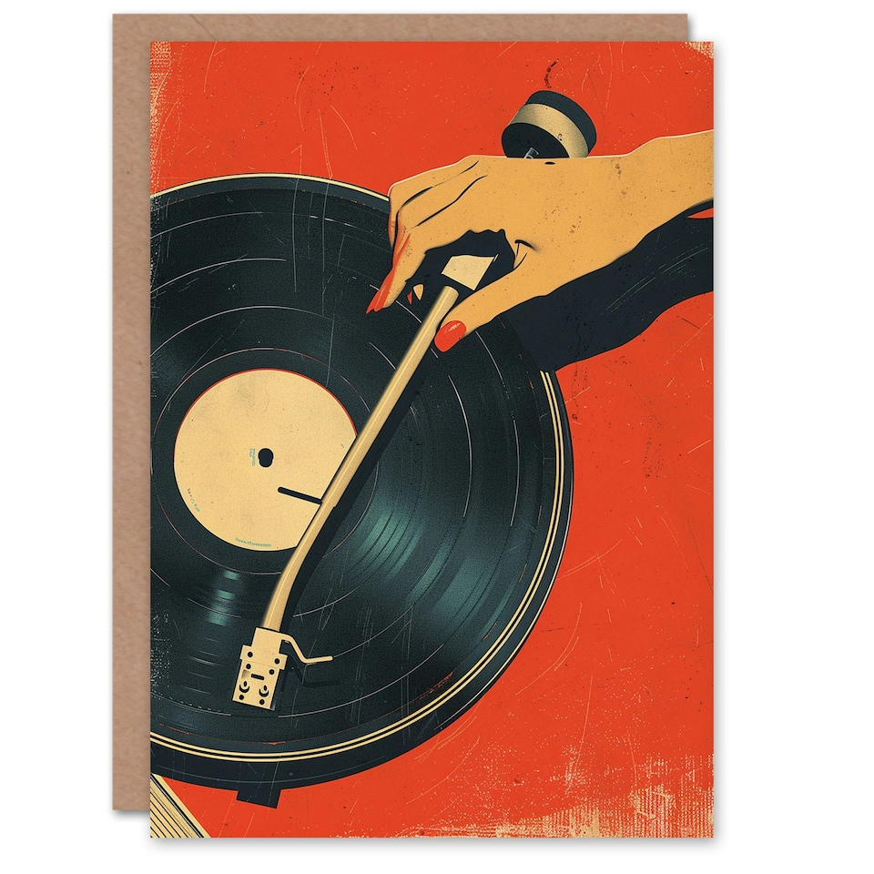 image 1 of Pulp Retro Hifi Red Vinyl DJ Record Player Woman Her Birthday Card