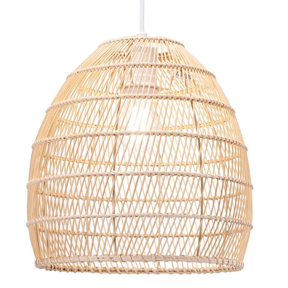 image 1 of Traditional Vintage Spiral Cage Design Natural Brown Rattan Ceiling Lamp Shade | Brown